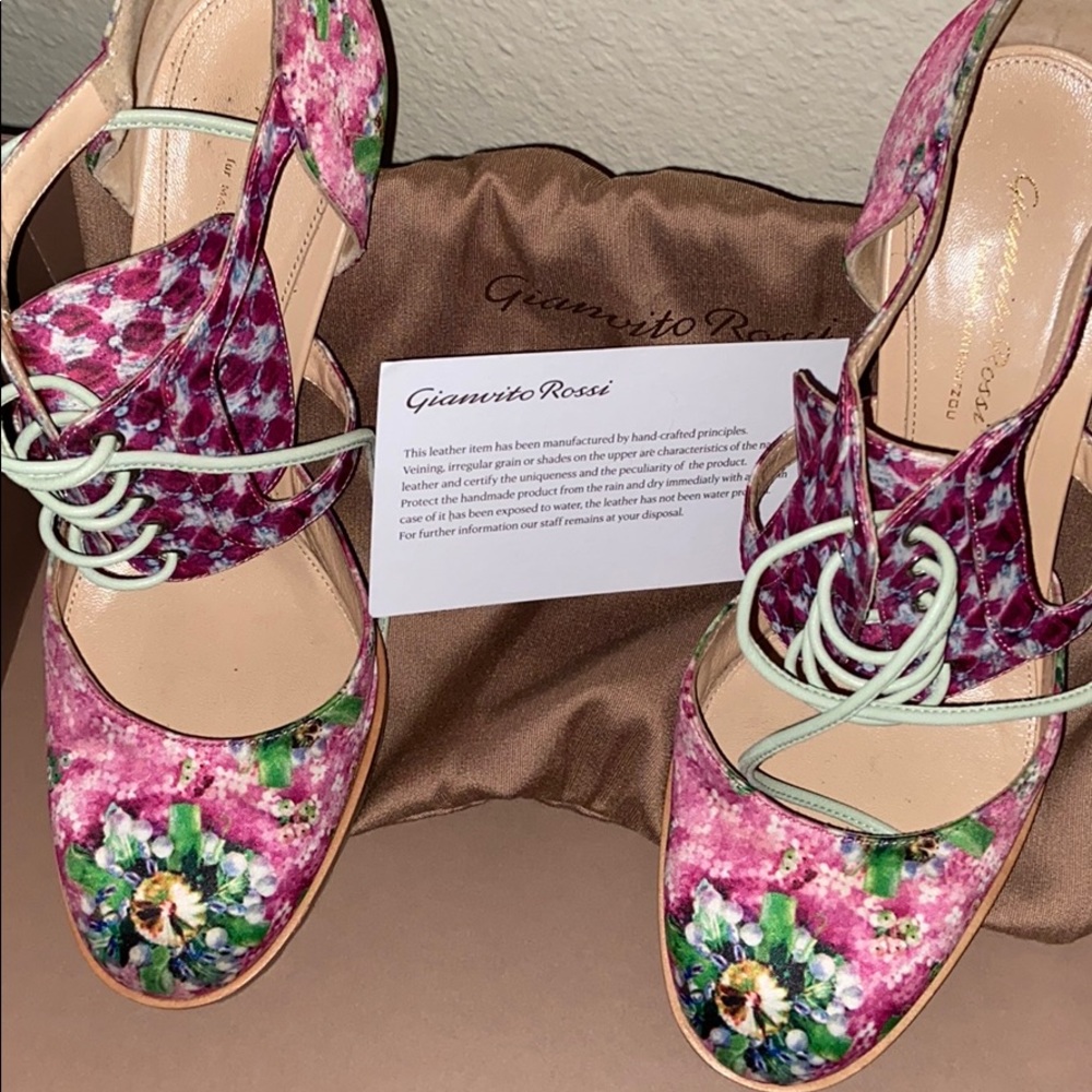 Gianvito Rossi Satin Floral Ankle Pumps/Booties